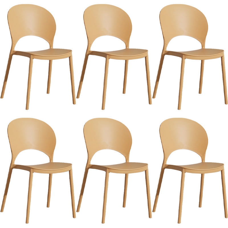 Home Nordic Stackable Side Chair Open Back Plastic Kitchen Dining Room Chair Beige 6 Piece Set Clearhalo ' kitchen&dining_furn' 'Dining Chairs' 'Dining Tables & Seating' 'dining_chair' 'furn' 'furn_dining_chair' 'Furniture' 'furniture_dining_chair' 'Kitchen & Dining Furniture' 'kitchen' 3483028