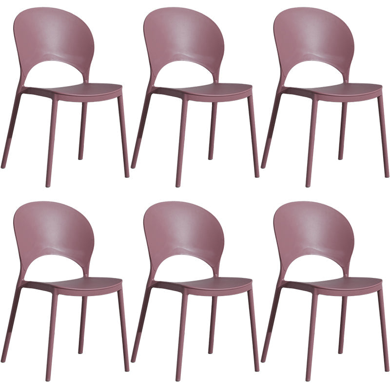Home Nordic Stackable Side Chair Open Back Plastic Kitchen Dining Room Chair Purple 6 Piece Set Clearhalo ' kitchen&dining_furn' 'Dining Chairs' 'Dining Tables & Seating' 'dining_chair' 'furn' 'furn_dining_chair' 'Furniture' 'furniture_dining_chair' 'Kitchen & Dining Furniture' 'kitchen' 3483040
