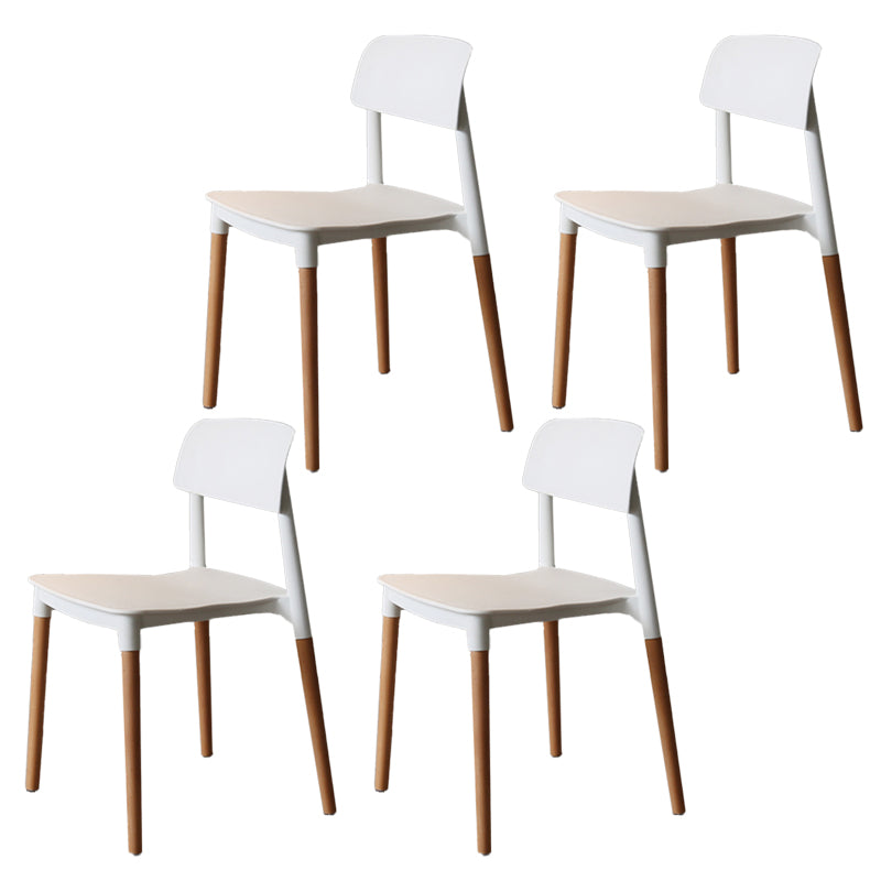 Nordic Style Dining Room Chair Open Back Dining Side Chair with Solid Wood Legs White 4 Piece Set Clearhalo ' kitchen&dining_furn' 'Dining Chairs' 'Dining Tables & Seating' 'dining_chair' 'furn' 'furn_dining_chair' 'Furniture' 'furniture_dining_chair' 'Kitchen & Dining Furniture' 'kitchen' 3483046