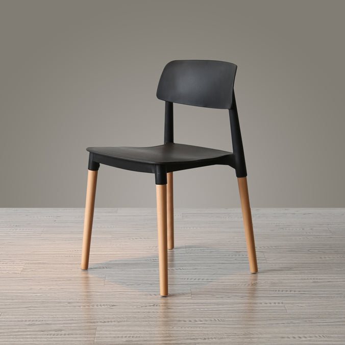Nordic Style Dining Room Chair Open Back Dining Side Chair with Solid Wood Legs Black 1 Piece Clearhalo ' kitchen&dining_furn' 'Dining Chairs' 'Dining Tables & Seating' 'dining_chair' 'furn' 'furn_dining_chair' 'Furniture' 'furniture_dining_chair' 'Kitchen & Dining Furniture' 'kitchen' 3483064