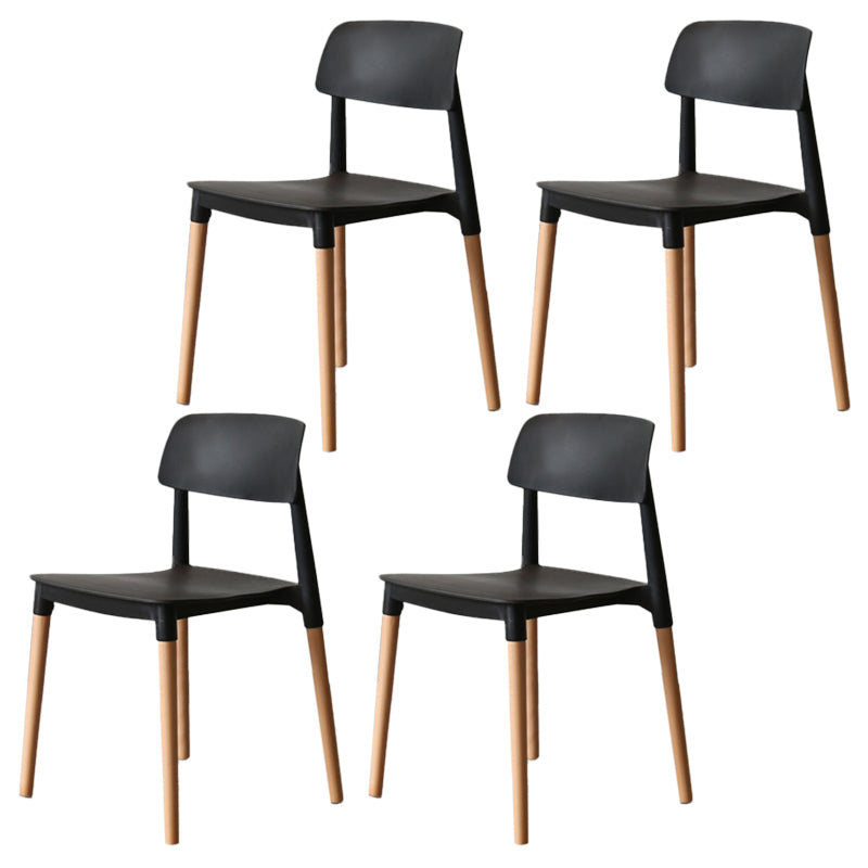 Nordic Style Dining Room Chair Open Back Dining Side Chair with Solid Wood Legs Black 4 Piece Set Clearhalo ' kitchen&dining_furn' 'Dining Chairs' 'Dining Tables & Seating' 'dining_chair' 'furn' 'furn_dining_chair' 'Furniture' 'furniture_dining_chair' 'Kitchen & Dining Furniture' 'kitchen' 3483066