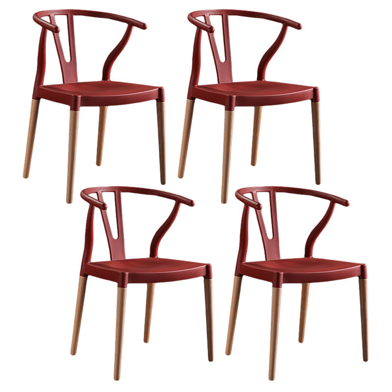 Minimalist Solid Wood Kitchen Dining Arm Chair Bone Fork Dining Arm Chair Crimson 4 Piece Set Clearhalo ' kitchen&dining_furn' 'Dining Chairs' 'Dining Tables & Seating' 'dining_chair' 'furn' 'furn_dining_chair' 'Furniture' 'furniture_dining_chair' 'Kitchen & Dining Furniture' 'kitchen' 3483101