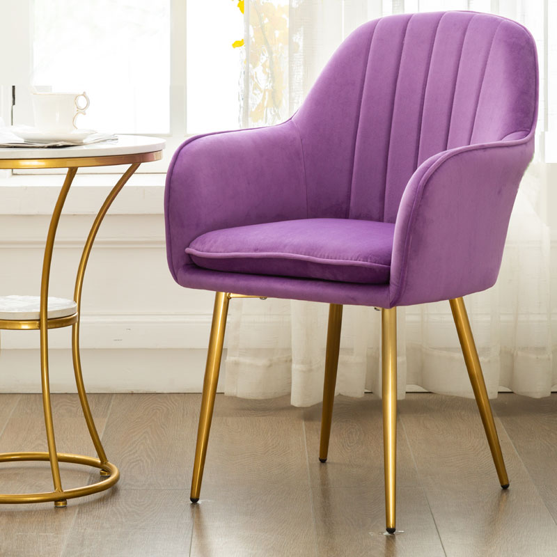 Glam Dining Room Chair 23'' Wide Solid Back Chair with 4 Metal Legs for Home Use Purple 1 Piece Clearhalo ' kitchen&dining_furn' 'Dining Chairs' 'Dining Tables & Seating' 'dining_chair' 'furn' 'furn_dining_chair' 'Furniture' 'furniture_dining_chair' 'Kitchen & Dining Furniture' 'kitchen' 3483110