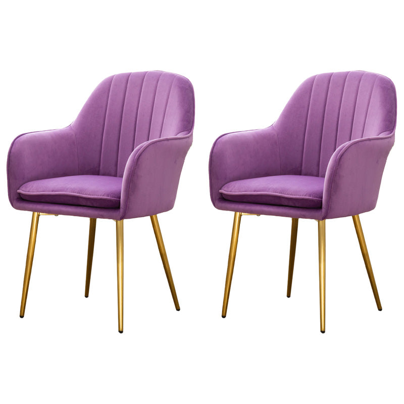 Glam Dining Room Chair 23'' Wide Solid Back Chair with 4 Metal Legs for Home Use Purple 2 Piece Set Clearhalo ' kitchen&dining_furn' 'Dining Chairs' 'Dining Tables & Seating' 'dining_chair' 'furn' 'furn_dining_chair' 'Furniture' 'furniture_dining_chair' 'Kitchen & Dining Furniture' 'kitchen' 3483112