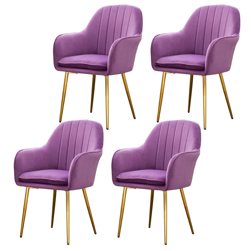 Glam Dining Room Chair 23'' Wide Solid Back Chair with 4 Metal Legs for Home Use Purple 4 Piece Set Clearhalo ' kitchen&dining_furn' 'Dining Chairs' 'Dining Tables & Seating' 'dining_chair' 'furn' 'furn_dining_chair' 'Furniture' 'furniture_dining_chair' 'Kitchen & Dining Furniture' 'kitchen' 3483113