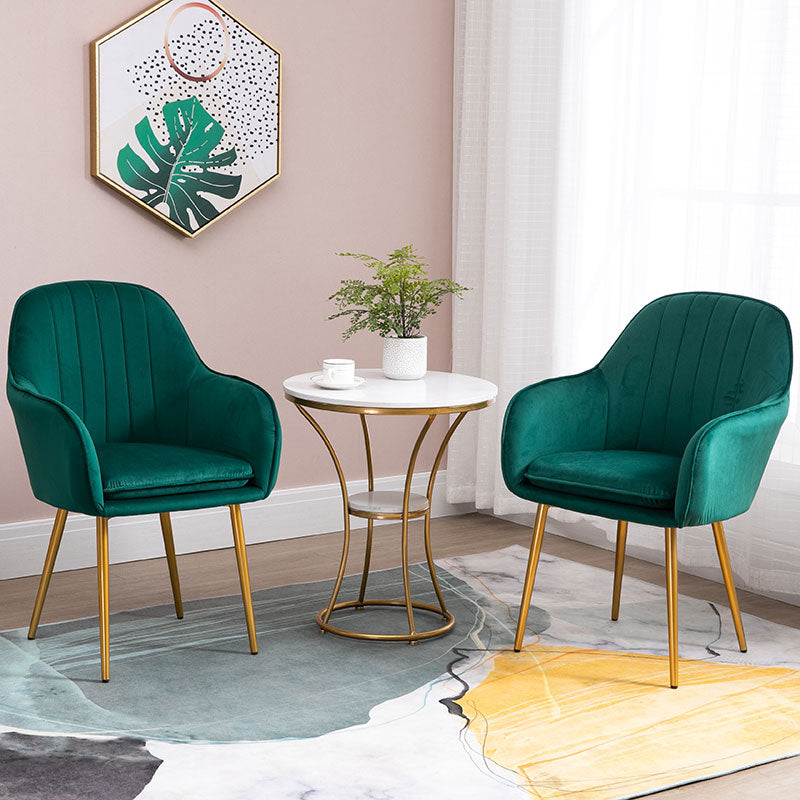 Glam Dining Room Chair 23'' Wide Solid Back Chair with 4 Metal Legs for Home Use Clearhalo ' kitchen&dining_furn' 'Dining Chairs' 'Dining Tables & Seating' 'dining_chair' 'furn' 'furn_dining_chair' 'Furniture' 'furniture_dining_chair' 'Kitchen & Dining Furniture' 'kitchen' 3483114