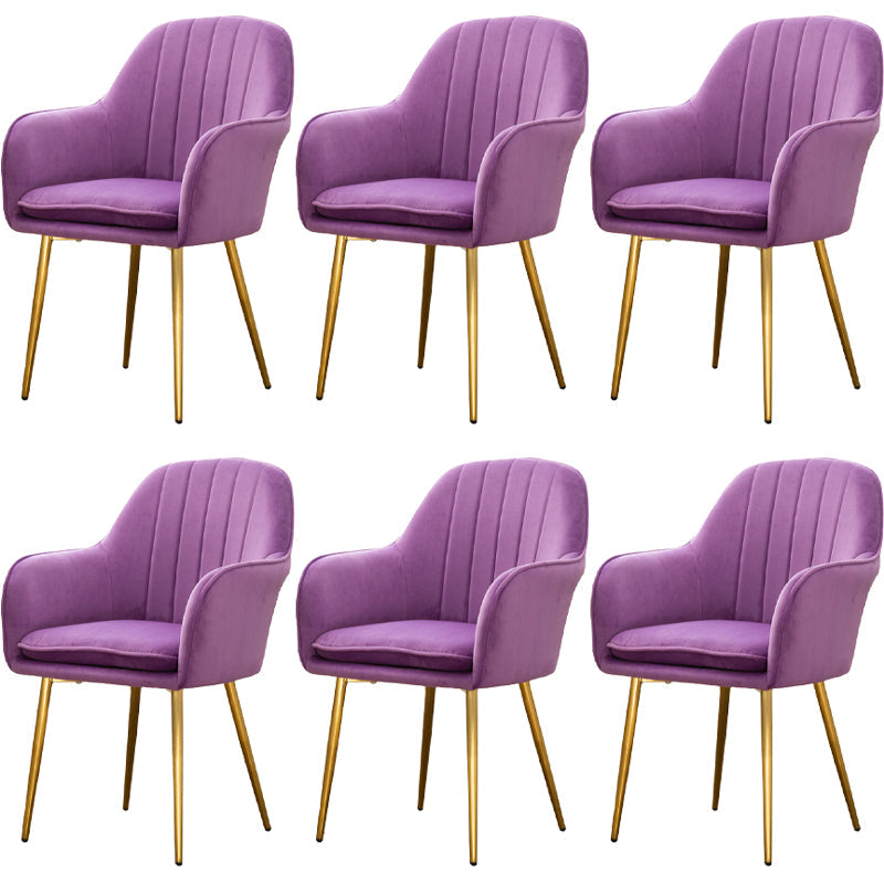 Glam Dining Room Chair 23'' Wide Solid Back Chair with 4 Metal Legs for Home Use Purple 6 Piece Set Clearhalo ' kitchen&dining_furn' 'Dining Chairs' 'Dining Tables & Seating' 'dining_chair' 'furn' 'furn_dining_chair' 'Furniture' 'furniture_dining_chair' 'Kitchen & Dining Furniture' 'kitchen' 3483115
