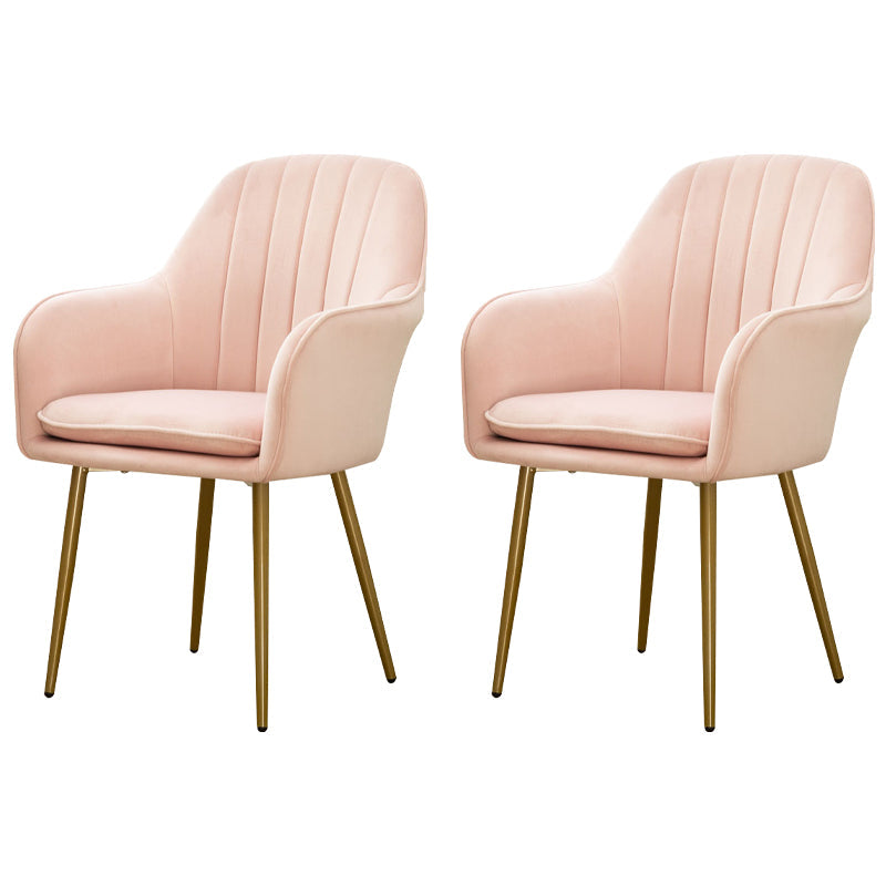 Glam Dining Room Chair 23'' Wide Solid Back Chair with 4 Metal Legs for Home Use Light Pink 2 Piece Set Clearhalo ' kitchen&dining_furn' 'Dining Chairs' 'Dining Tables & Seating' 'dining_chair' 'furn' 'furn_dining_chair' 'Furniture' 'furniture_dining_chair' 'Kitchen & Dining Furniture' 'kitchen' 3483119
