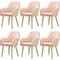 Glam Dining Room Chair 23'' Wide Solid Back Chair with 4 Metal Legs for Home Use Light Pink 6 Piece Set Clearhalo ' kitchen&dining_furn' 'Dining Chairs' 'Dining Tables & Seating' 'dining_chair' 'furn' 'furn_dining_chair' 'Furniture' 'furniture_dining_chair' 'Kitchen & Dining Furniture' 'kitchen' 3483123