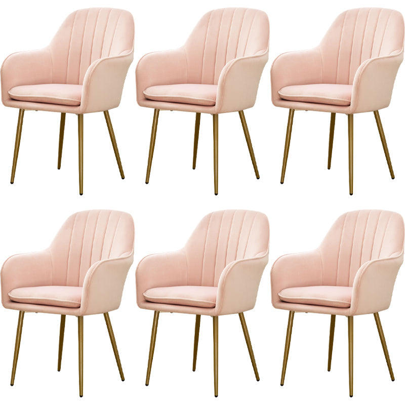 Glam Dining Room Chair 23'' Wide Solid Back Chair with 4 Metal Legs for Home Use Light Pink 6 Piece Set Clearhalo ' kitchen&dining_furn' 'Dining Chairs' 'Dining Tables & Seating' 'dining_chair' 'furn' 'furn_dining_chair' 'Furniture' 'furniture_dining_chair' 'Kitchen & Dining Furniture' 'kitchen' 3483123