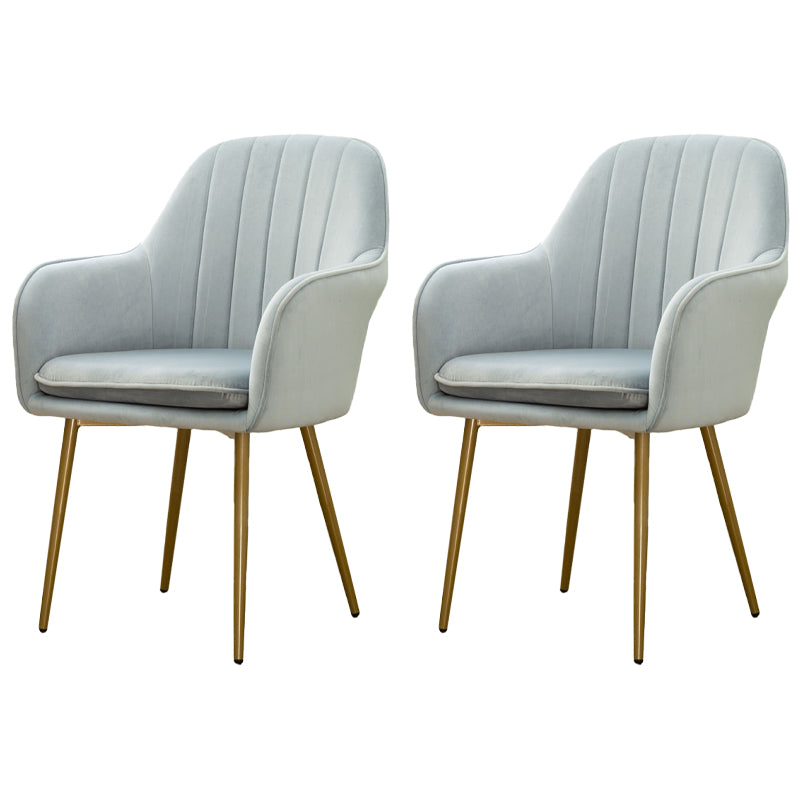 Glam Dining Room Chair 23'' Wide Solid Back Chair with 4 Metal Legs for Home Use Light Blue-White 2 Piece Set Clearhalo ' kitchen&dining_furn' 'Dining Chairs' 'Dining Tables & Seating' 'dining_chair' 'furn' 'furn_dining_chair' 'Furniture' 'furniture_dining_chair' 'Kitchen & Dining Furniture' 'kitchen' 3483128