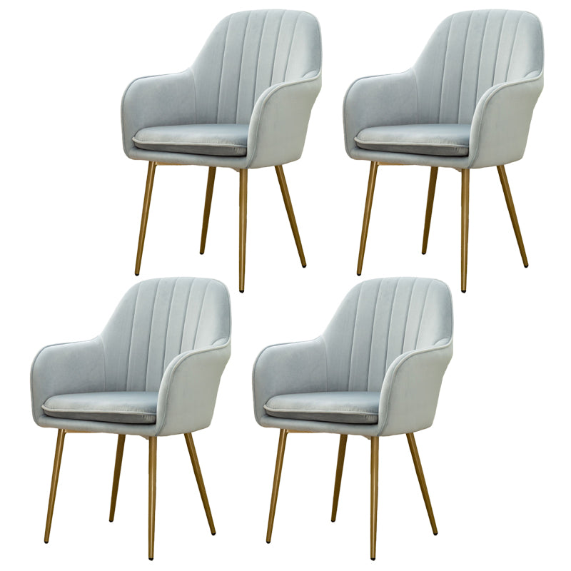 Glam Dining Room Chair 23'' Wide Solid Back Chair with 4 Metal Legs for Home Use Light Blue-White 4 Piece Set Clearhalo ' kitchen&dining_furn' 'Dining Chairs' 'Dining Tables & Seating' 'dining_chair' 'furn' 'furn_dining_chair' 'Furniture' 'furniture_dining_chair' 'Kitchen & Dining Furniture' 'kitchen' 3483129