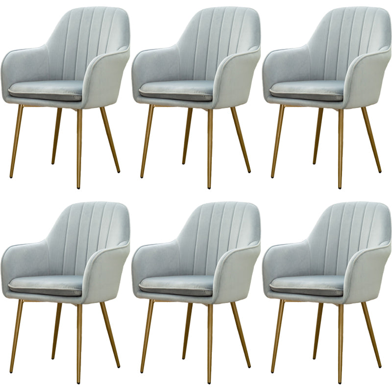 Glam Dining Room Chair 23'' Wide Solid Back Chair with 4 Metal Legs for Home Use Light Blue-White 6 Piece Set Clearhalo ' kitchen&dining_furn' 'Dining Chairs' 'Dining Tables & Seating' 'dining_chair' 'furn' 'furn_dining_chair' 'Furniture' 'furniture_dining_chair' 'Kitchen & Dining Furniture' 'kitchen' 3483130