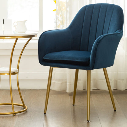 Glam Dining Room Chair 23'' Wide Solid Back Chair with 4 Metal Legs for Home Use Navy Blue 1 Piece Clearhalo ' kitchen&dining_furn' 'Dining Chairs' 'Dining Tables & Seating' 'dining_chair' 'furn' 'furn_dining_chair' 'Furniture' 'furniture_dining_chair' 'Kitchen & Dining Furniture' 'kitchen' 3483131