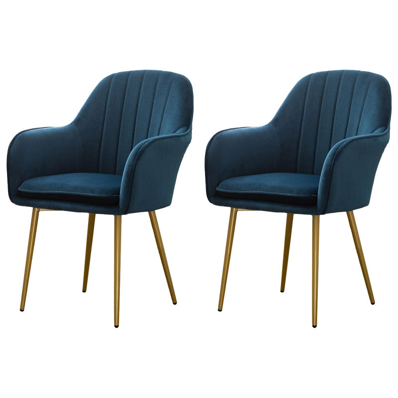 Glam Dining Room Chair 23'' Wide Solid Back Chair with 4 Metal Legs for Home Use Navy Blue 2 Piece Set Clearhalo ' kitchen&dining_furn' 'Dining Chairs' 'Dining Tables & Seating' 'dining_chair' 'furn' 'furn_dining_chair' 'Furniture' 'furniture_dining_chair' 'Kitchen & Dining Furniture' 'kitchen' 3483132