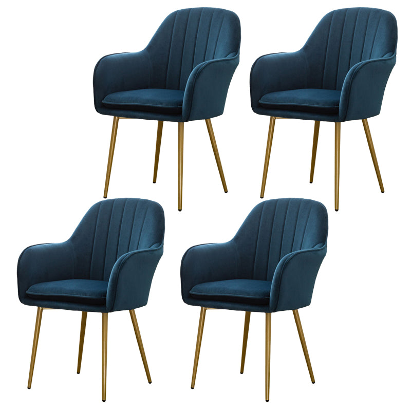 Glam Dining Room Chair 23'' Wide Solid Back Chair with 4 Metal Legs for Home Use Navy Blue 4 Piece Set Clearhalo ' kitchen&dining_furn' 'Dining Chairs' 'Dining Tables & Seating' 'dining_chair' 'furn' 'furn_dining_chair' 'Furniture' 'furniture_dining_chair' 'Kitchen & Dining Furniture' 'kitchen' 3483133