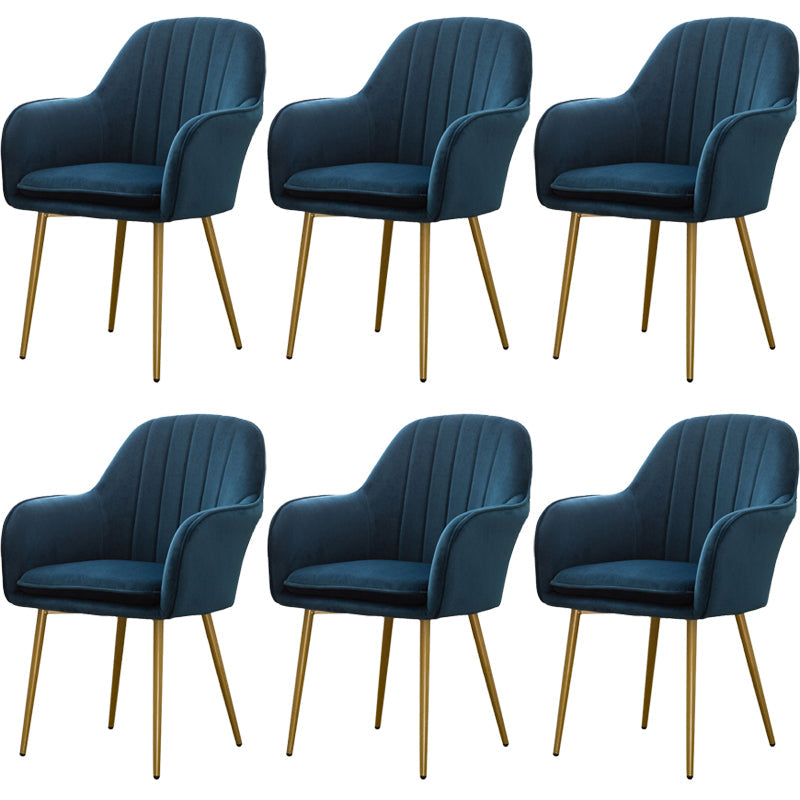 Glam Dining Room Chair 23'' Wide Solid Back Chair with 4 Metal Legs for Home Use Navy Blue 6 Piece Set Clearhalo ' kitchen&dining_furn' 'Dining Chairs' 'Dining Tables & Seating' 'dining_chair' 'furn' 'furn_dining_chair' 'Furniture' 'furniture_dining_chair' 'Kitchen & Dining Furniture' 'kitchen' 3483134