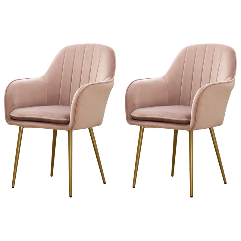 Glam Dining Room Chair 23'' Wide Solid Back Chair with 4 Metal Legs for Home Use Cameo Brown 2 Piece Set Clearhalo ' kitchen&dining_furn' 'Dining Chairs' 'Dining Tables & Seating' 'dining_chair' 'furn' 'furn_dining_chair' 'Furniture' 'furniture_dining_chair' 'Kitchen & Dining Furniture' 'kitchen' 3483136