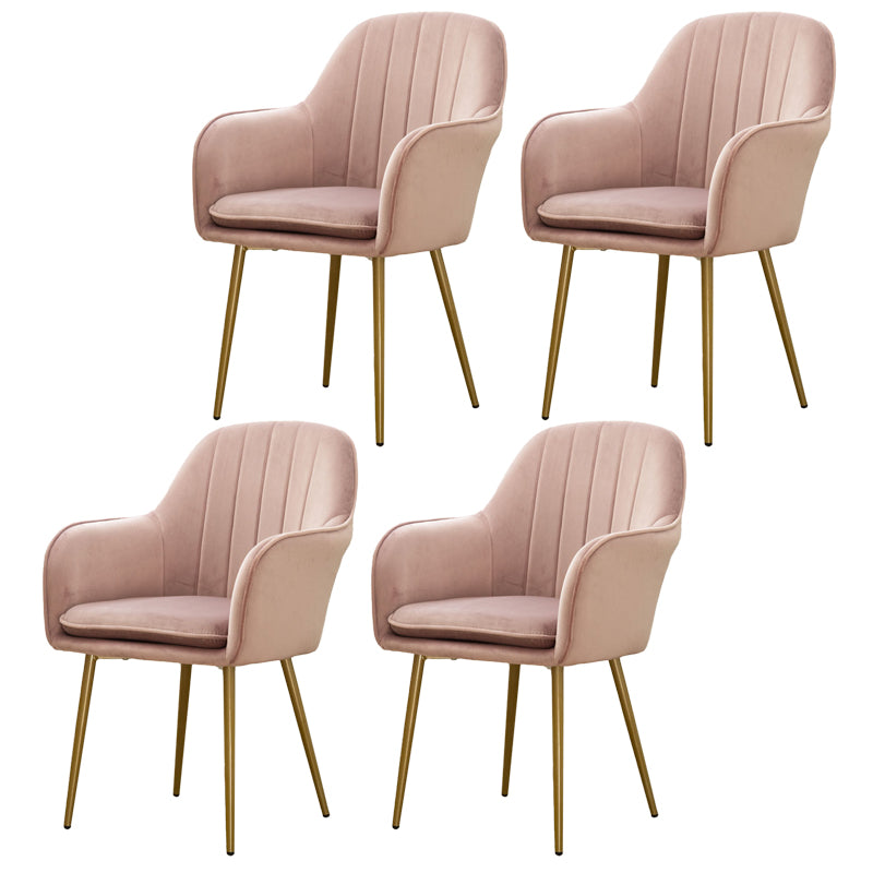 Glam Dining Room Chair 23'' Wide Solid Back Chair with 4 Metal Legs for Home Use Cameo Brown 4 Piece Set Clearhalo ' kitchen&dining_furn' 'Dining Chairs' 'Dining Tables & Seating' 'dining_chair' 'furn' 'furn_dining_chair' 'Furniture' 'furniture_dining_chair' 'Kitchen & Dining Furniture' 'kitchen' 3483137