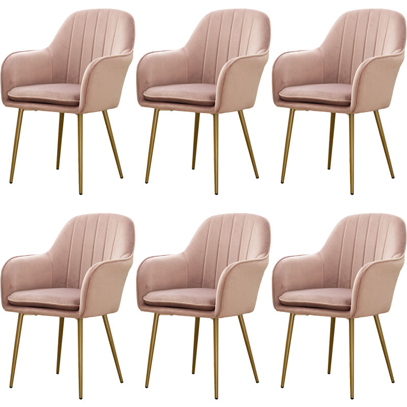 Glam Dining Room Chair 23'' Wide Solid Back Chair with 4 Metal Legs for Home Use Cameo Brown 6 Piece Set Clearhalo ' kitchen&dining_furn' 'Dining Chairs' 'Dining Tables & Seating' 'dining_chair' 'furn' 'furn_dining_chair' 'Furniture' 'furniture_dining_chair' 'Kitchen & Dining Furniture' 'kitchen' 3483138