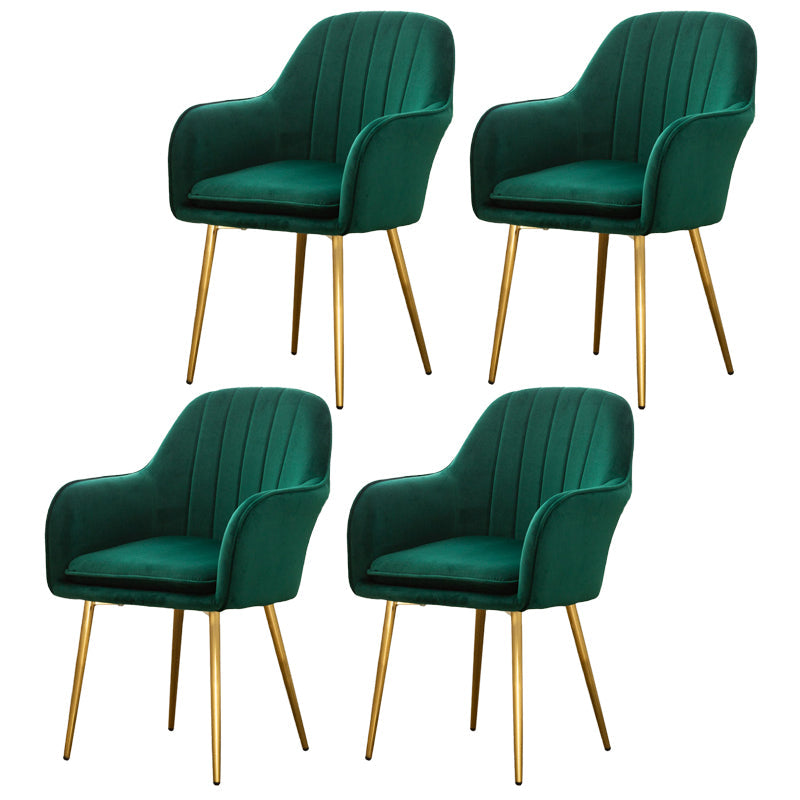 Glam Dining Room Chair 23'' Wide Solid Back Chair with 4 Metal Legs for Home Use Blackish Green 4 Piece Set Clearhalo ' kitchen&dining_furn' 'Dining Chairs' 'Dining Tables & Seating' 'dining_chair' 'furn' 'furn_dining_chair' 'Furniture' 'furniture_dining_chair' 'Kitchen & Dining Furniture' 'kitchen' 3483141