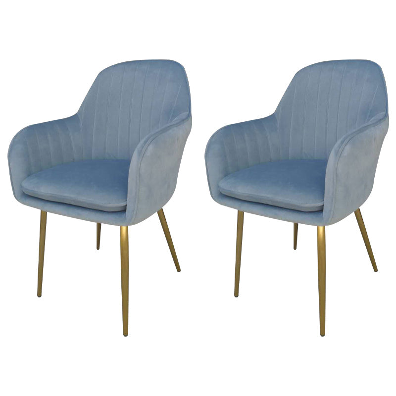 Glam Dining Room Chair 23'' Wide Solid Back Chair with 4 Metal Legs for Home Use Light Blue 2 Piece Set Clearhalo ' kitchen&dining_furn' 'Dining Chairs' 'Dining Tables & Seating' 'dining_chair' 'furn' 'furn_dining_chair' 'Furniture' 'furniture_dining_chair' 'Kitchen & Dining Furniture' 'kitchen' 3483144