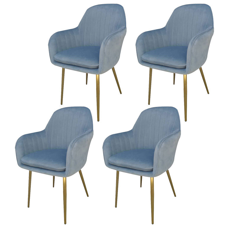 Glam Dining Room Chair 23'' Wide Solid Back Chair with 4 Metal Legs for Home Use Light Blue 4 Piece Set Clearhalo ' kitchen&dining_furn' 'Dining Chairs' 'Dining Tables & Seating' 'dining_chair' 'furn' 'furn_dining_chair' 'Furniture' 'furniture_dining_chair' 'Kitchen & Dining Furniture' 'kitchen' 3483145