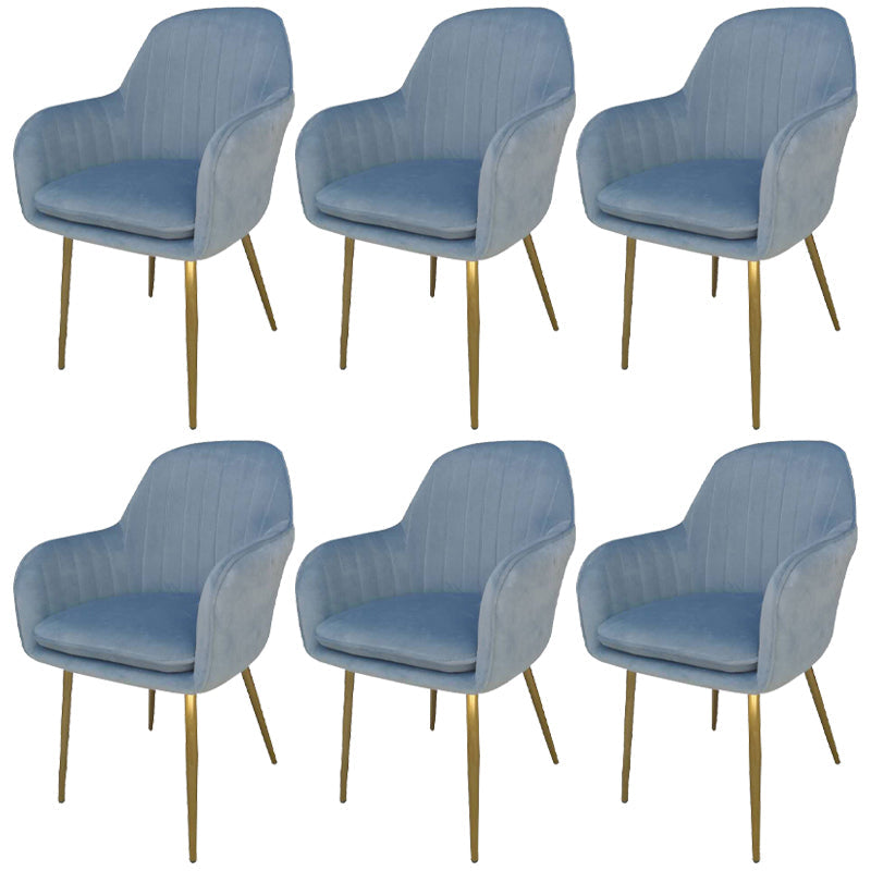 Glam Dining Room Chair 23'' Wide Solid Back Chair with 4 Metal Legs for Home Use Light Blue 6 Piece Set Clearhalo ' kitchen&dining_furn' 'Dining Chairs' 'Dining Tables & Seating' 'dining_chair' 'furn' 'furn_dining_chair' 'Furniture' 'furniture_dining_chair' 'Kitchen & Dining Furniture' 'kitchen' 3483146
