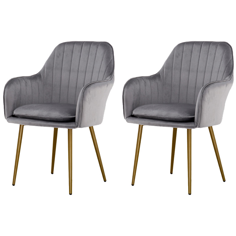 Glam Dining Room Chair 23'' Wide Solid Back Chair with 4 Metal Legs for Home Use Dark Gray 2 Piece Set Clearhalo ' kitchen&dining_furn' 'Dining Chairs' 'Dining Tables & Seating' 'dining_chair' 'furn' 'furn_dining_chair' 'Furniture' 'furniture_dining_chair' 'Kitchen & Dining Furniture' 'kitchen' 3483152