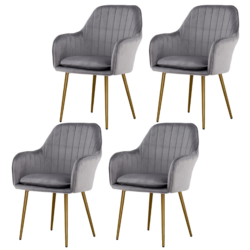 Glam Dining Room Chair 23'' Wide Solid Back Chair with 4 Metal Legs for Home Use Dark Gray 4 Piece Set Clearhalo ' kitchen&dining_furn' 'Dining Chairs' 'Dining Tables & Seating' 'dining_chair' 'furn' 'furn_dining_chair' 'Furniture' 'furniture_dining_chair' 'Kitchen & Dining Furniture' 'kitchen' 3483153