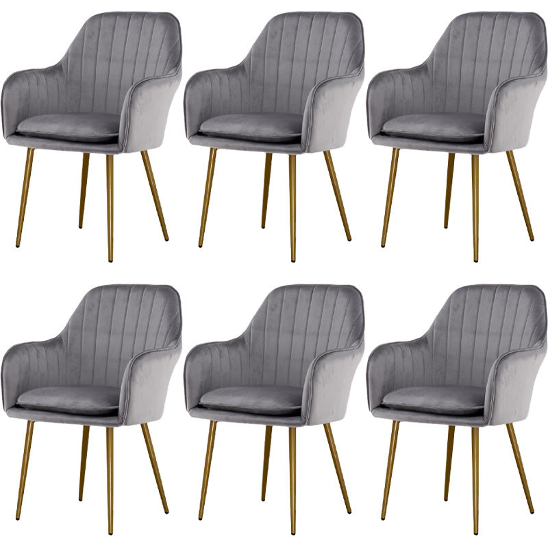 Glam Dining Room Chair 23'' Wide Solid Back Chair with 4 Metal Legs for Home Use Dark Gray 6 Piece Set Clearhalo ' kitchen&dining_furn' 'Dining Chairs' 'Dining Tables & Seating' 'dining_chair' 'furn' 'furn_dining_chair' 'Furniture' 'furniture_dining_chair' 'Kitchen & Dining Furniture' 'kitchen' 3483154