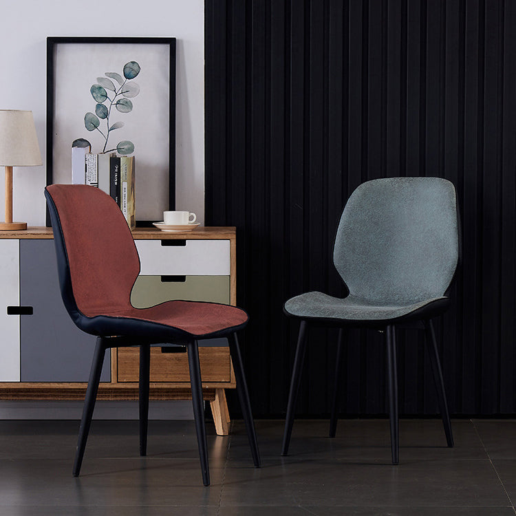 Modern Leather Armless Dining Chairs Wingback Side Chair with Black Legs Clearhalo ' kitchen&dining_furn' 'Dining Chairs' 'Dining Tables & Seating' 'dining_chair' 'furn' 'furn_dining_chair' 'Furniture' 'furniture_dining_chair' 'Kitchen & Dining Furniture' 'kitchen' 3483155