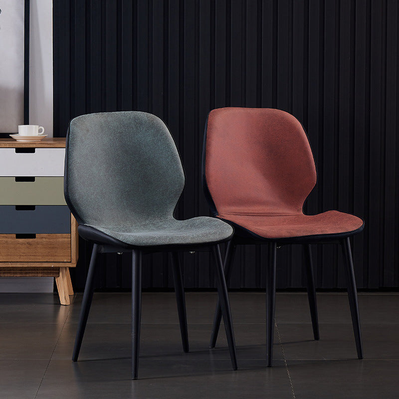 Modern Leather Armless Dining Chairs Wingback Side Chair with Black Legs Clearhalo ' kitchen&dining_furn' 'Dining Chairs' 'Dining Tables & Seating' 'dining_chair' 'furn' 'furn_dining_chair' 'Furniture' 'furniture_dining_chair' 'Kitchen & Dining Furniture' 'kitchen' 3483157