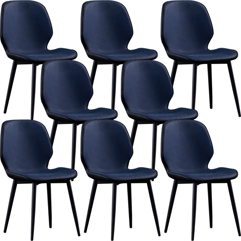 Modern Leather Armless Dining Chairs Wingback Side Chair with Black Legs Blue 8 Piece Set Clearhalo ' kitchen&dining_furn' 'Dining Chairs' 'Dining Tables & Seating' 'dining_chair' 'furn' 'furn_dining_chair' 'Furniture' 'furniture_dining_chair' 'Kitchen & Dining Furniture' 'kitchen' 3483158
