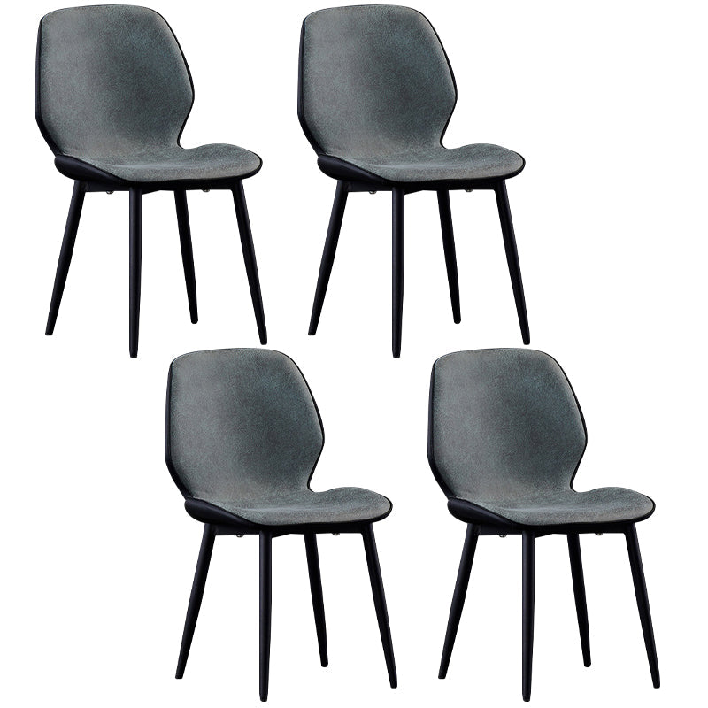 Modern Leather Armless Dining Chairs Wingback Side Chair with Black Legs Green 4 Piece Set Clearhalo ' kitchen&dining_furn' 'Dining Chairs' 'Dining Tables & Seating' 'dining_chair' 'furn' 'furn_dining_chair' 'Furniture' 'furniture_dining_chair' 'Kitchen & Dining Furniture' 'kitchen' 3483160