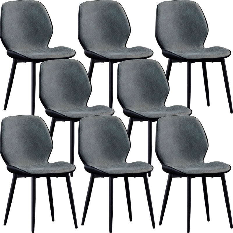 Modern Leather Armless Dining Chairs Wingback Side Chair with Black Legs Green 8 Piece Set Clearhalo ' kitchen&dining_furn' 'Dining Chairs' 'Dining Tables & Seating' 'dining_chair' 'furn' 'furn_dining_chair' 'Furniture' 'furniture_dining_chair' 'Kitchen & Dining Furniture' 'kitchen' 3483161