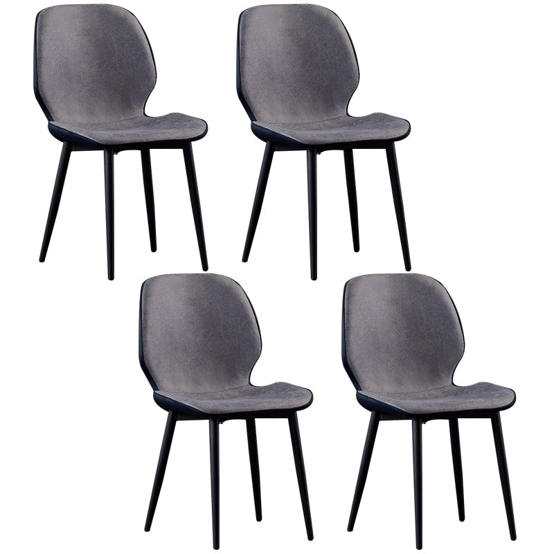 Modern Leather Armless Dining Chairs Wingback Side Chair with Black Legs Grey 4 Piece Set Clearhalo ' kitchen&dining_furn' 'Dining Chairs' 'Dining Tables & Seating' 'dining_chair' 'furn' 'furn_dining_chair' 'Furniture' 'furniture_dining_chair' 'Kitchen & Dining Furniture' 'kitchen' 3483163