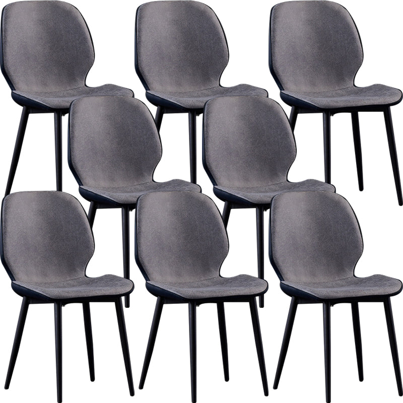 Modern Leather Armless Dining Chairs Wingback Side Chair with Black Legs Grey 8 Piece Set Clearhalo ' kitchen&dining_furn' 'Dining Chairs' 'Dining Tables & Seating' 'dining_chair' 'furn' 'furn_dining_chair' 'Furniture' 'furniture_dining_chair' 'Kitchen & Dining Furniture' 'kitchen' 3483165