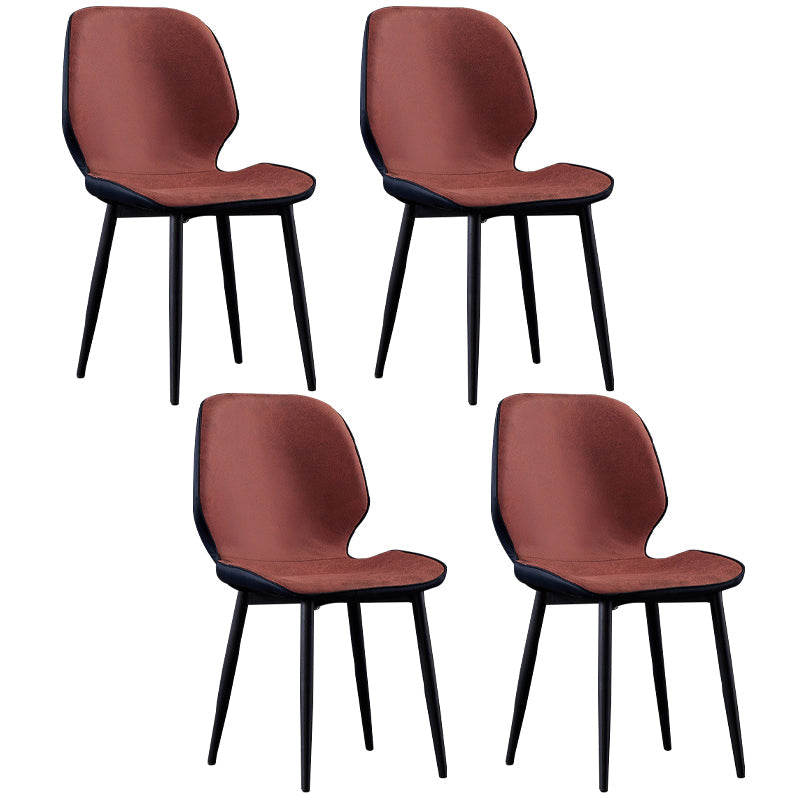 Modern Leather Armless Dining Chairs Wingback Side Chair with Black Legs Red 4 Piece Set Clearhalo ' kitchen&dining_furn' 'Dining Chairs' 'Dining Tables & Seating' 'dining_chair' 'furn' 'furn_dining_chair' 'Furniture' 'furniture_dining_chair' 'Kitchen & Dining Furniture' 'kitchen' 3483167