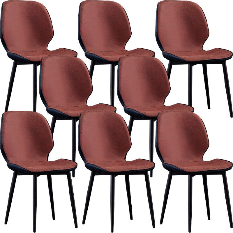 Modern Leather Armless Dining Chairs Wingback Side Chair with Black Legs Red 8 Piece Set Clearhalo ' kitchen&dining_furn' 'Dining Chairs' 'Dining Tables & Seating' 'dining_chair' 'furn' 'furn_dining_chair' 'Furniture' 'furniture_dining_chair' 'Kitchen & Dining Furniture' 'kitchen' 3483169