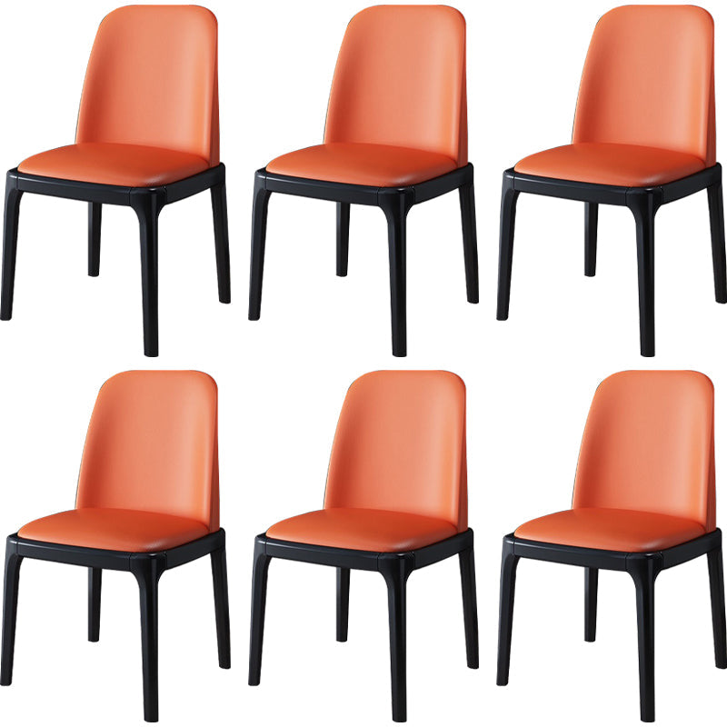 Industrial Wood Dining Side Chairs Armless Dining Chair (Set of 2/4/6) Orange 6 Piece Set Black Clearhalo ' kitchen&dining_furn' 'Dining Chairs' 'Dining Tables & Seating' 'dining_chair' 'furn' 'furn_dining_chair' 'Furniture' 'furniture_dining_chair' 'Kitchen & Dining Furniture' 'kitchen' 3483268