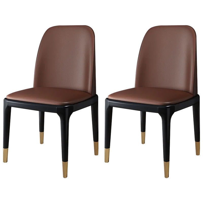 Industrial Wood Dining Side Chairs Armless Dining Chair (Set of 2/4/6) Coffee 2 Piece Set Brass Gold Clearhalo ' kitchen&dining_furn' 'Dining Chairs' 'Dining Tables & Seating' 'dining_chair' 'furn' 'furn_dining_chair' 'Furniture' 'furniture_dining_chair' 'Kitchen & Dining Furniture' 'kitchen' 3483269