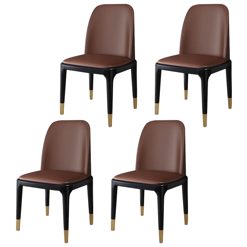 Industrial Wood Dining Side Chairs Armless Dining Chair (Set of 2/4/6) Coffee 4 Piece Set Brass Gold Clearhalo ' kitchen&dining_furn' 'Dining Chairs' 'Dining Tables & Seating' 'dining_chair' 'furn' 'furn_dining_chair' 'Furniture' 'furniture_dining_chair' 'Kitchen & Dining Furniture' 'kitchen' 3483270