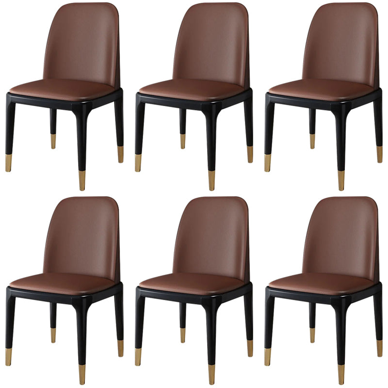 Industrial Wood Dining Side Chairs Armless Dining Chair (Set of 2/4/6) Coffee 6 Piece Set Brass Gold Clearhalo ' kitchen&dining_furn' 'Dining Chairs' 'Dining Tables & Seating' 'dining_chair' 'furn' 'furn_dining_chair' 'Furniture' 'furniture_dining_chair' 'Kitchen & Dining Furniture' 'kitchen' 3483271
