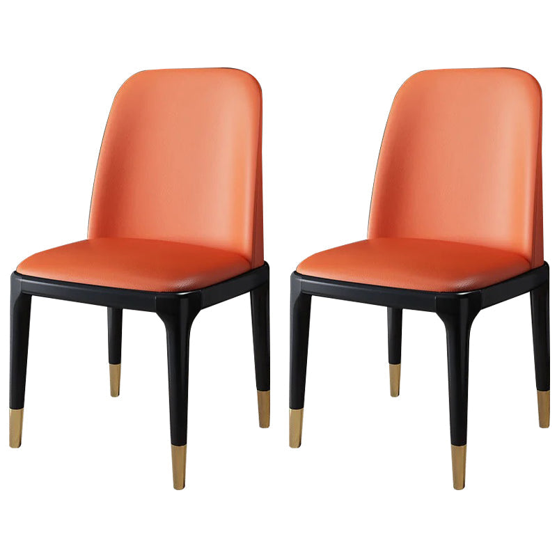 Industrial Wood Dining Side Chairs Armless Dining Chair (Set of 2/4/6) Orange 2 Piece Set Brass Gold Clearhalo ' kitchen&dining_furn' 'Dining Chairs' 'Dining Tables & Seating' 'dining_chair' 'furn' 'furn_dining_chair' 'Furniture' 'furniture_dining_chair' 'Kitchen & Dining Furniture' 'kitchen' 3483272
