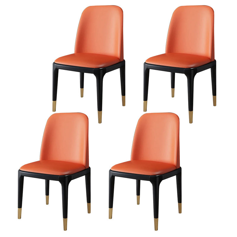 Industrial Wood Dining Side Chairs Armless Dining Chair (Set of 2/4/6) Orange 4 Piece Set Brass Gold Clearhalo ' kitchen&dining_furn' 'Dining Chairs' 'Dining Tables & Seating' 'dining_chair' 'furn' 'furn_dining_chair' 'Furniture' 'furniture_dining_chair' 'Kitchen & Dining Furniture' 'kitchen' 3483273