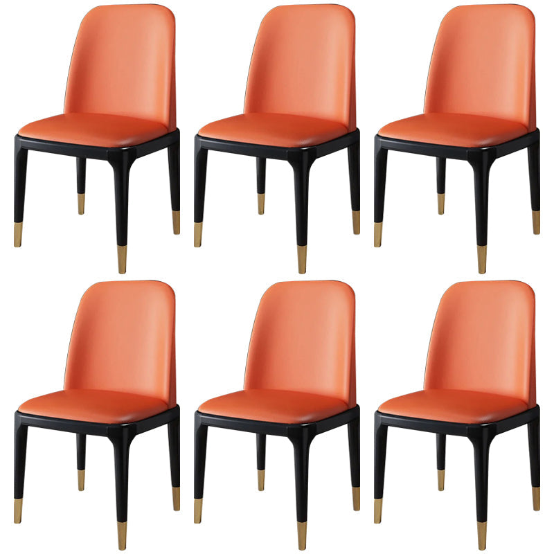 Industrial Wood Dining Side Chairs Armless Dining Chair (Set of 2/4/6) Orange 6 Piece Set Brass Gold Clearhalo ' kitchen&dining_furn' 'Dining Chairs' 'Dining Tables & Seating' 'dining_chair' 'furn' 'furn_dining_chair' 'Furniture' 'furniture_dining_chair' 'Kitchen & Dining Furniture' 'kitchen' 3483274