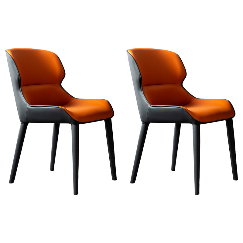 Contemporary Style Dining Chair Sponge Upholstered Side Chair for Home Orange 2 Piece Set Clearhalo ' kitchen&dining_furn' 'Dining Chairs' 'Dining Tables & Seating' 'dining_chair' 'furn' 'furn_dining_chair' 'Furniture' 'furniture_dining_chair' 'Kitchen & Dining Furniture' 'kitchen' 3483308