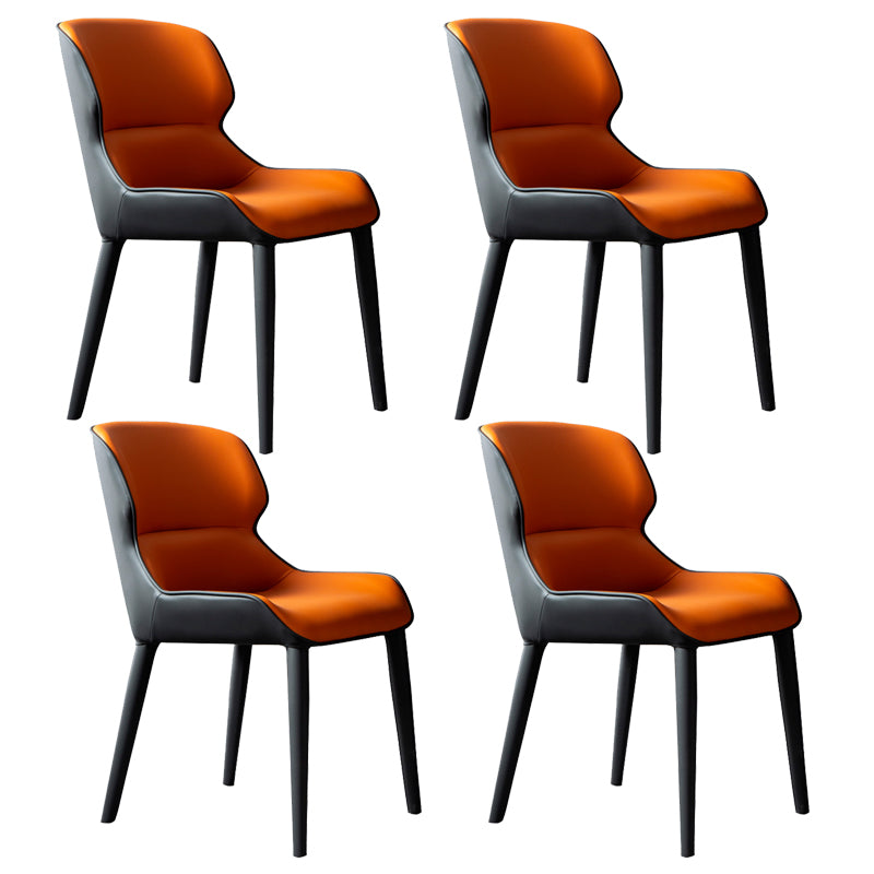 Contemporary Style Dining Chair Sponge Upholstered Side Chair for Home Orange 4 Piece Set Clearhalo ' kitchen&dining_furn' 'Dining Chairs' 'Dining Tables & Seating' 'dining_chair' 'furn' 'furn_dining_chair' 'Furniture' 'furniture_dining_chair' 'Kitchen & Dining Furniture' 'kitchen' 3483309