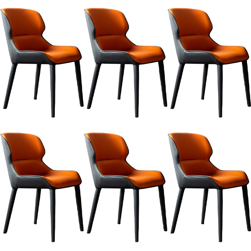 Contemporary Style Dining Chair Sponge Upholstered Side Chair for Home Orange 6 Piece Set Clearhalo ' kitchen&dining_furn' 'Dining Chairs' 'Dining Tables & Seating' 'dining_chair' 'furn' 'furn_dining_chair' 'Furniture' 'furniture_dining_chair' 'Kitchen & Dining Furniture' 'kitchen' 3483310